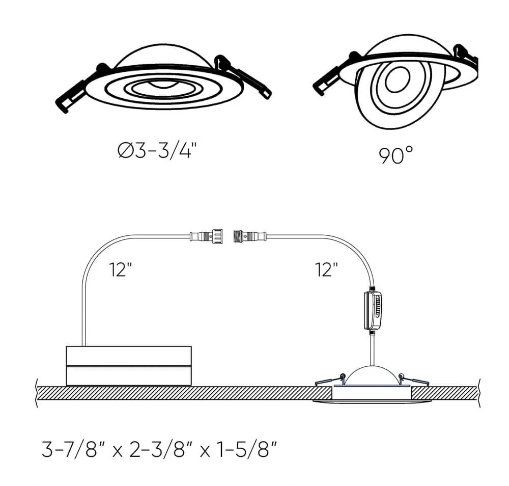 Dals Lighting FGM3-CC 3” 6W LED Pivot Gimbal Selectable CCT