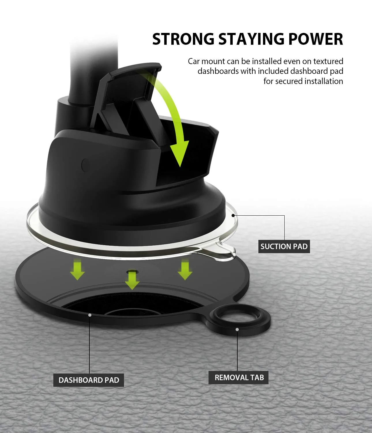 Dashboard Suction 2 in 1 Clamp &Magnetic Car Mount (New square head)