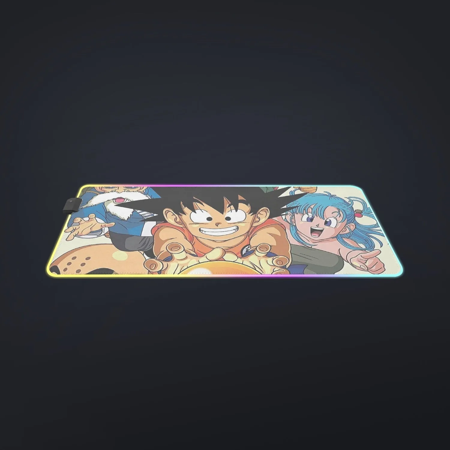 DBZ Kid Goku Master Roshi Bulma Krillin Chasing Dragon Ball Funny cool LED Gaming Mouse Pad