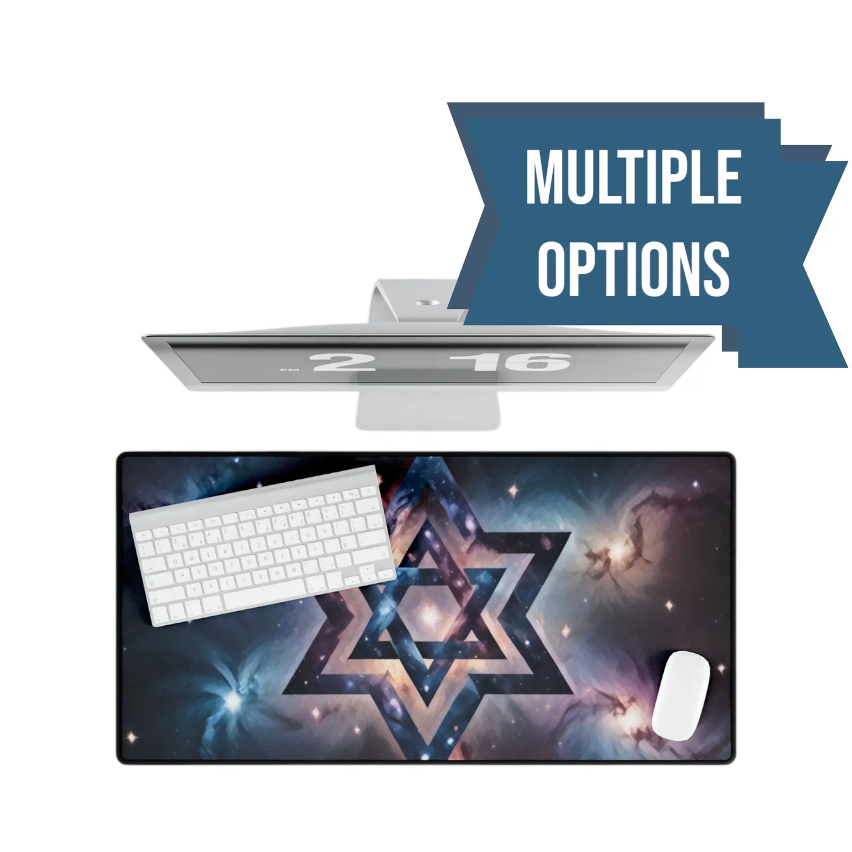 Desk Mats - Star of David Galactic "Cosmic Star of Unity" Art Print