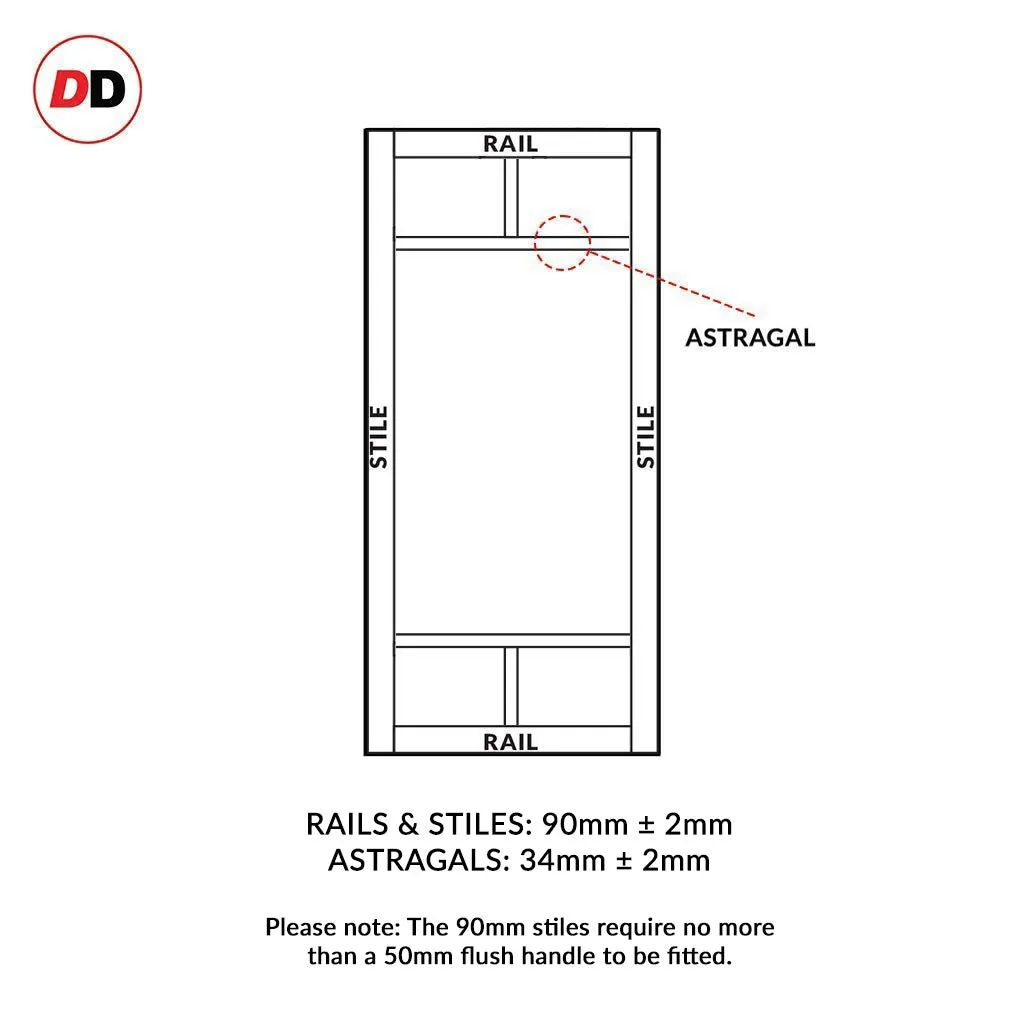 Double Sliding Door & Premium Wall Track - Eco-Urban® Sydney 5 Panel Doors DD6417 - 6 Colour Options