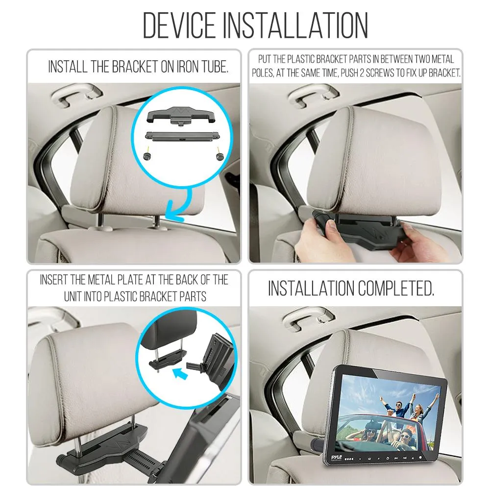 Dual Vehicle Headrest Mount Cd/Dvd Player System - Car Video Entertainment Display Monitors With Wireless Headphones (9.4’’ -Inch)