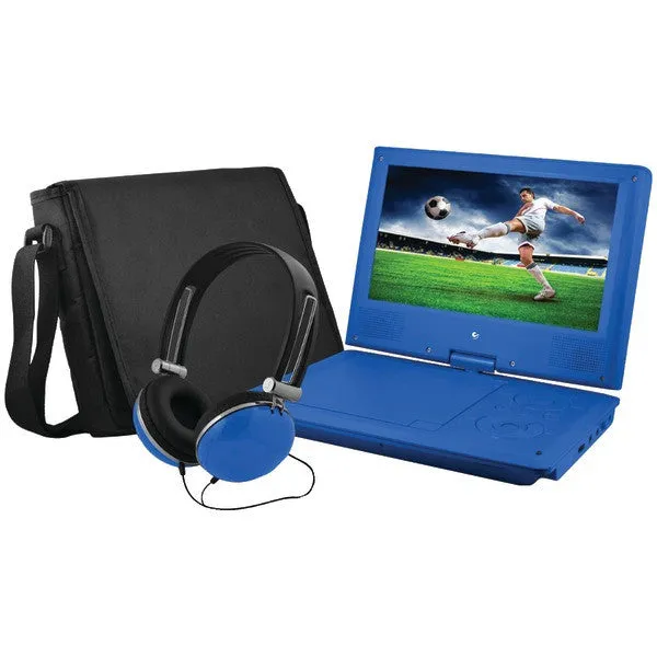 EMATIC EPD909BU 9" Portable DVD Player Bundles (Blue)