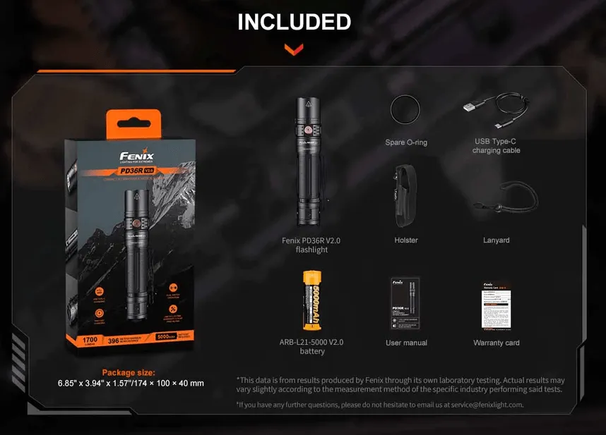 FENIX PD36R LED FLASHLIGHT (BLACK)