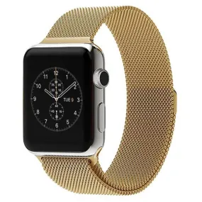 For Apple Watch 38mm Milanese Loop Magnetic Stainless Steel Watch Band(Gold)