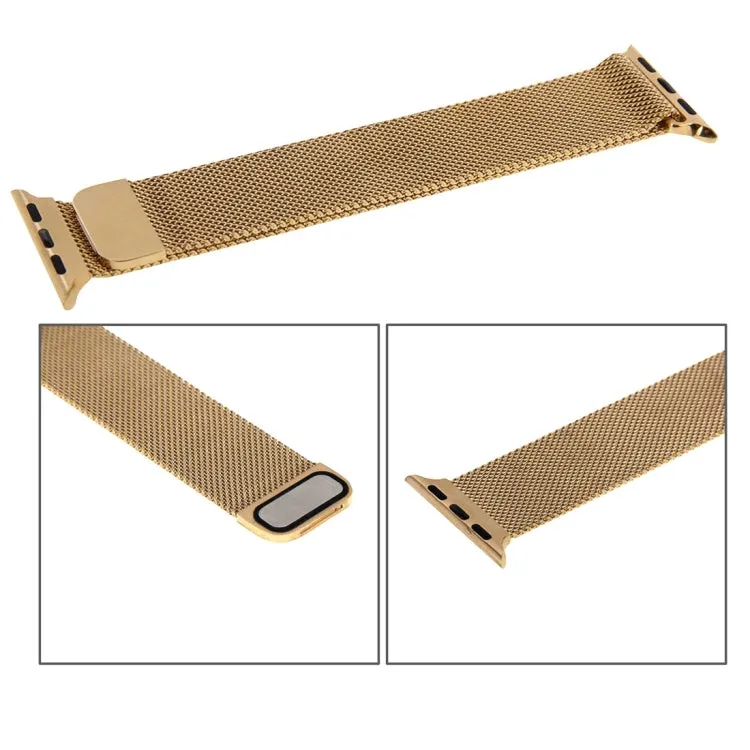 For Apple Watch 38mm Milanese Loop Magnetic Stainless Steel Watch Band(Gold)