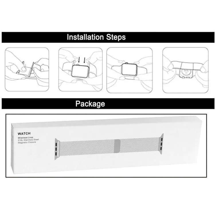 For Apple Watch 38mm Milanese Loop Magnetic Stainless Steel Watchband(Silver)