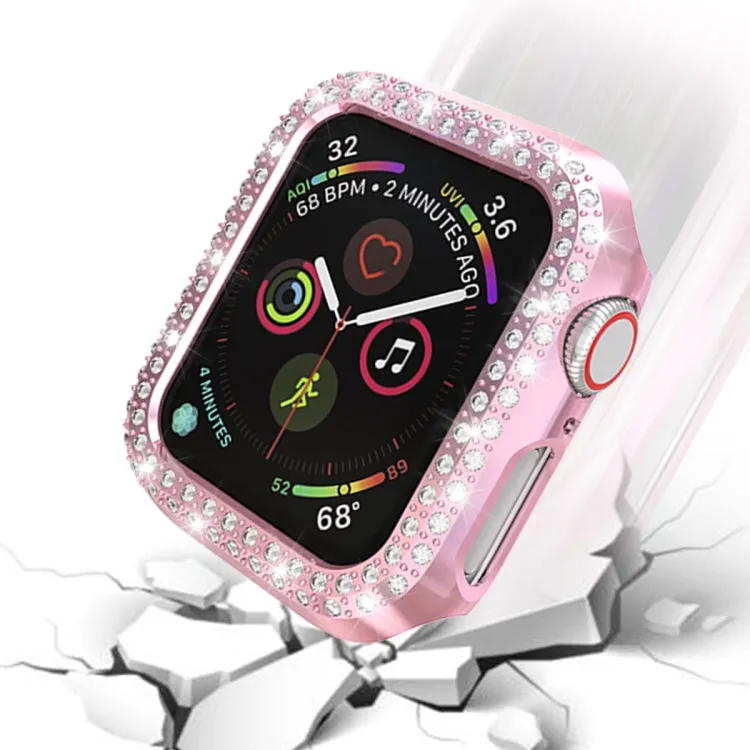 For Apple Watch Series 3 & 2 & 1 42mm Double Row Diamonds PC Protective Case(Pink)