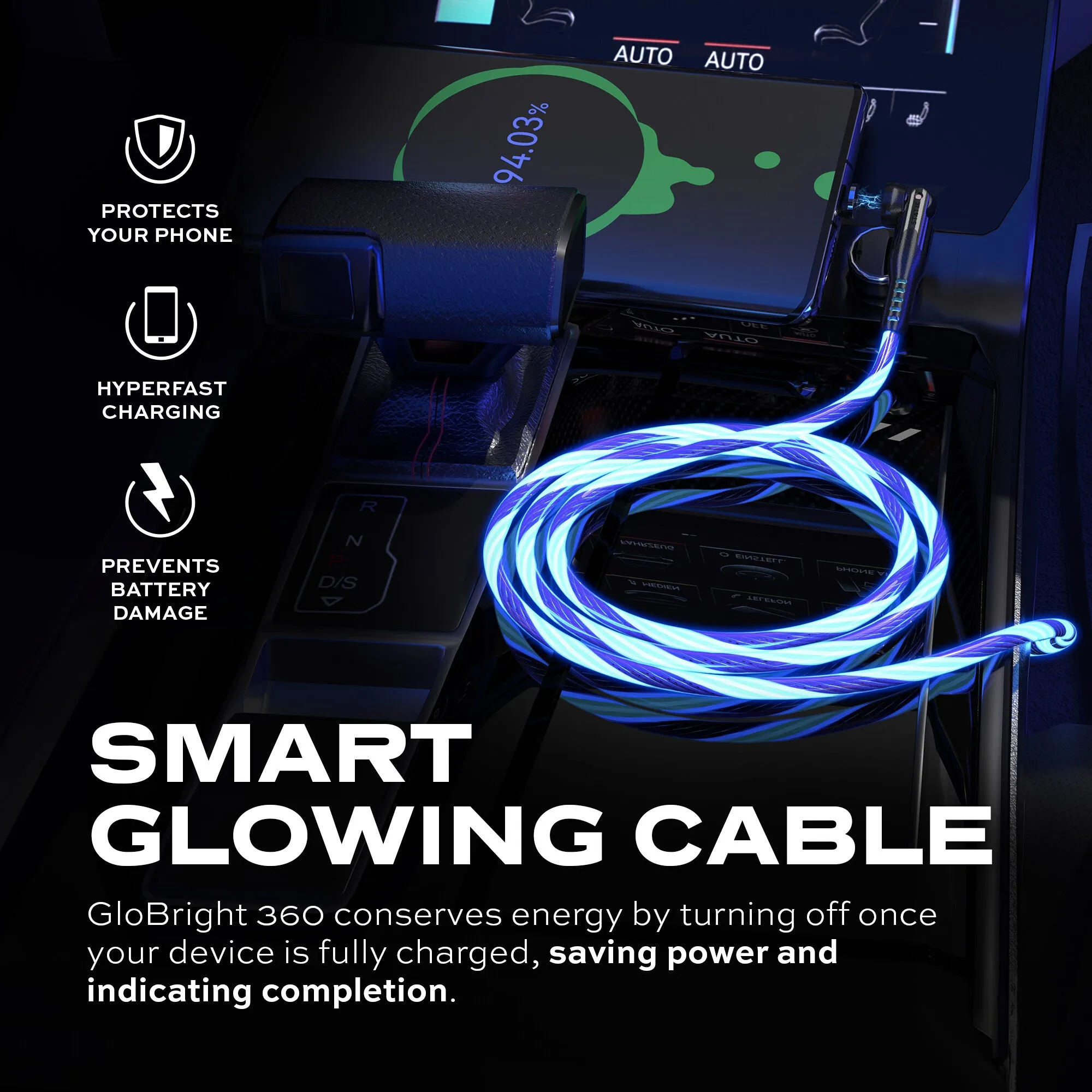 GloBright® 360 Blue | Universal Magnetic Charge Cable