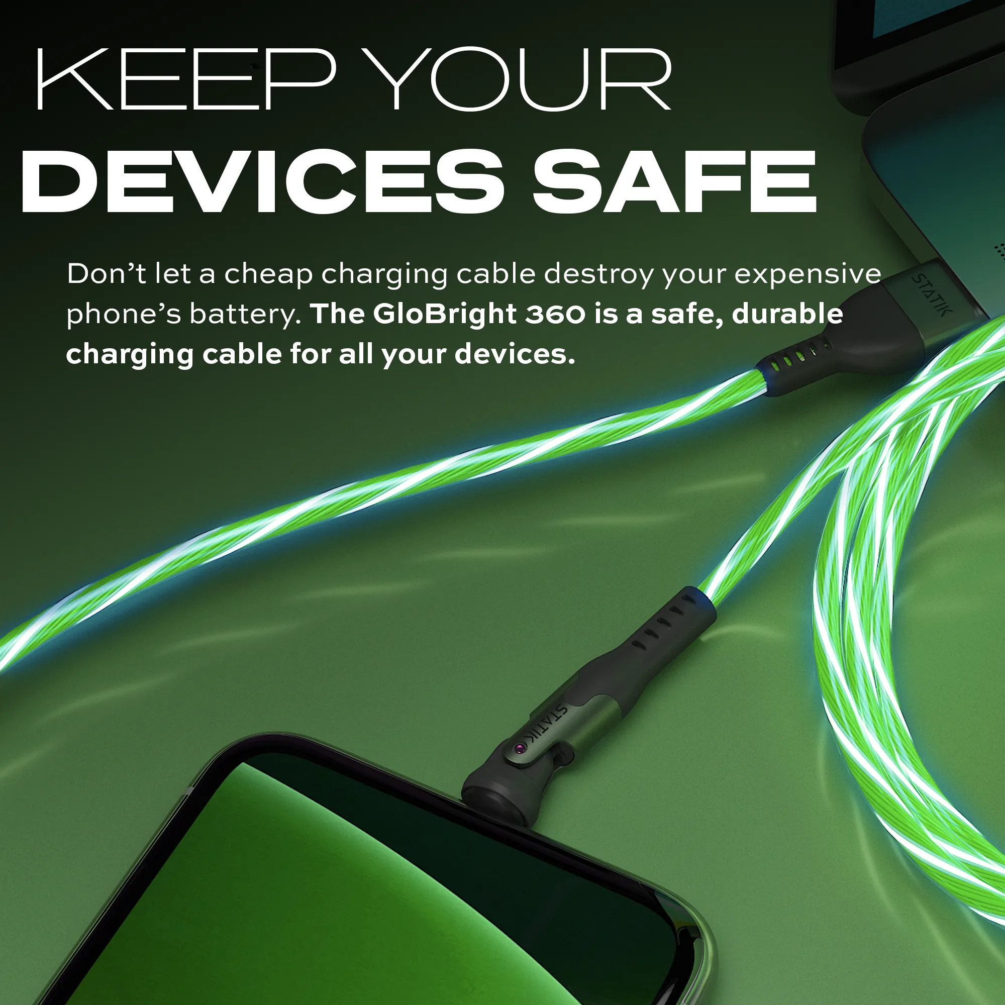 GloBright® 360 Green | Universal Magnetic Charge Cable