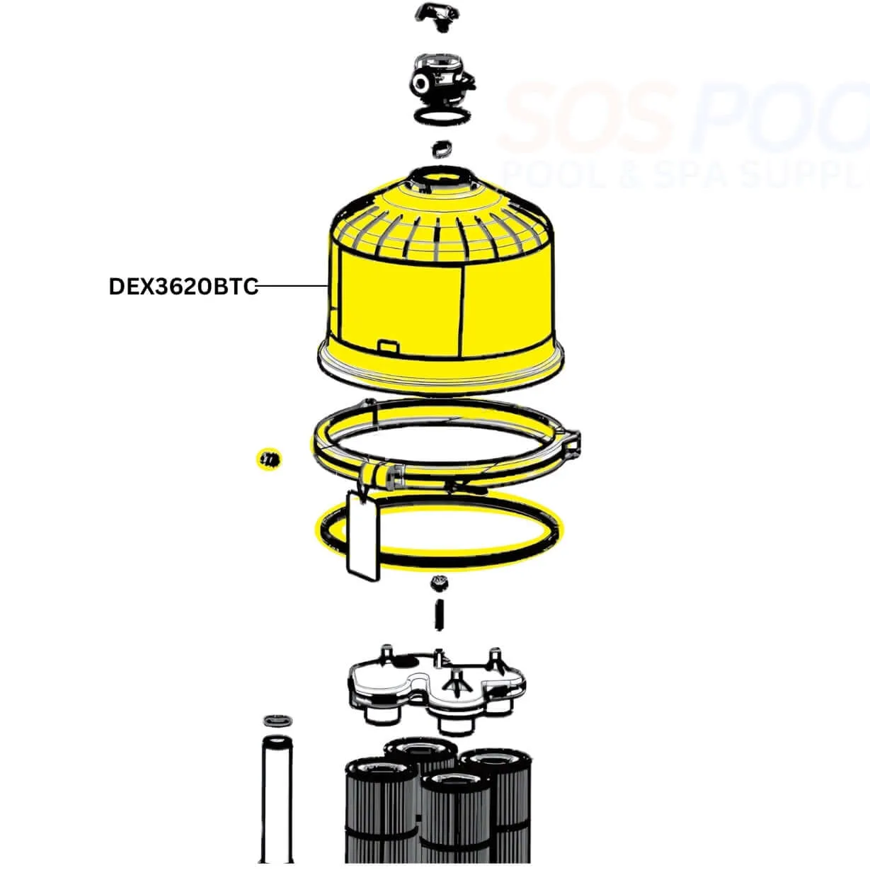 Hayward Filter Head With Clamp System | 36 Sq. Ft Filter Lid | DEX3620BTC