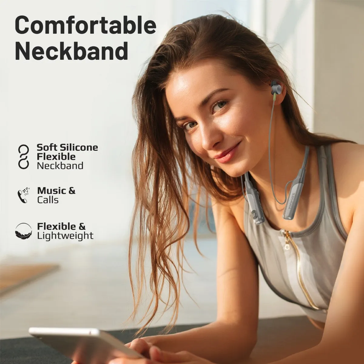 High-Definition Dynamic Wireless Neckband Earphones with TF card Slot