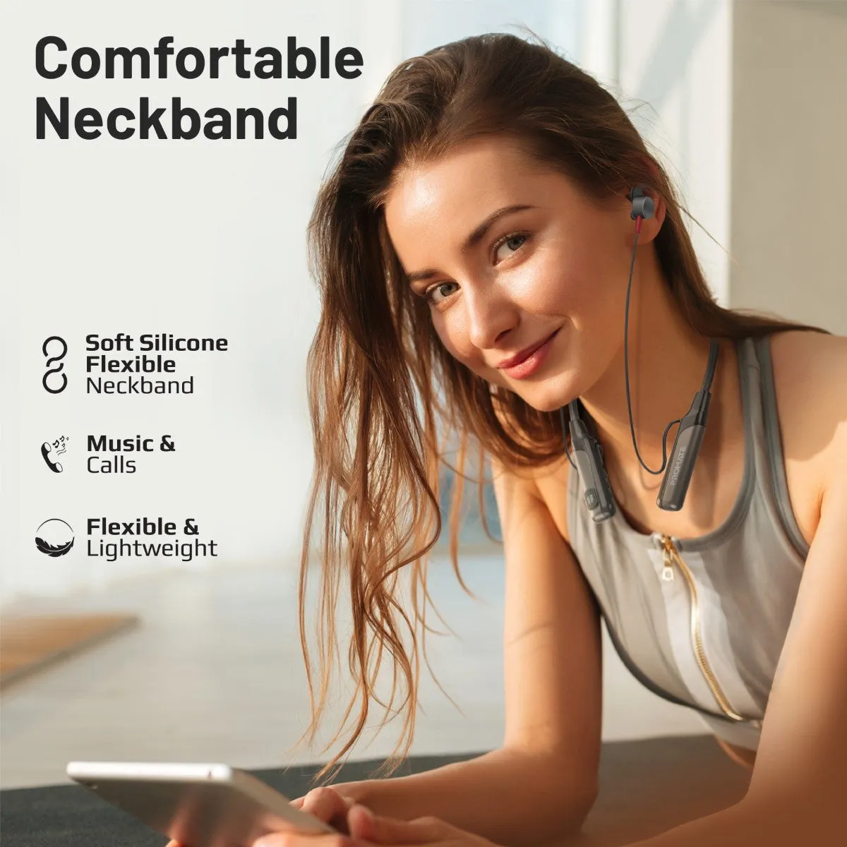 High-Definition Dynamic Wireless Neckband Earphones with TF card Slot