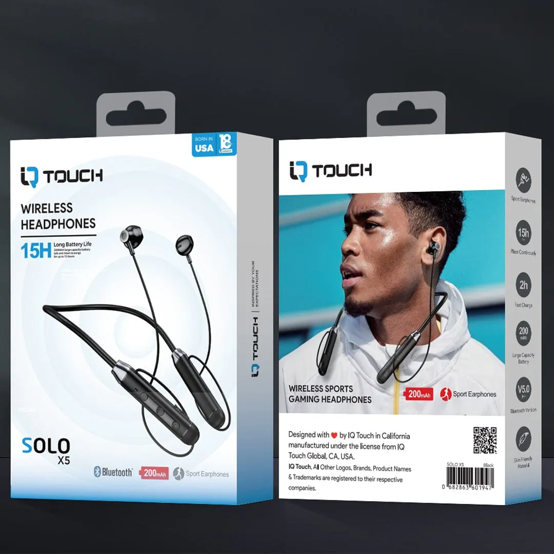 IQ TOUCH Bluetooth Neckband Earphone with 15Hrs Playtime - SOLO-X5