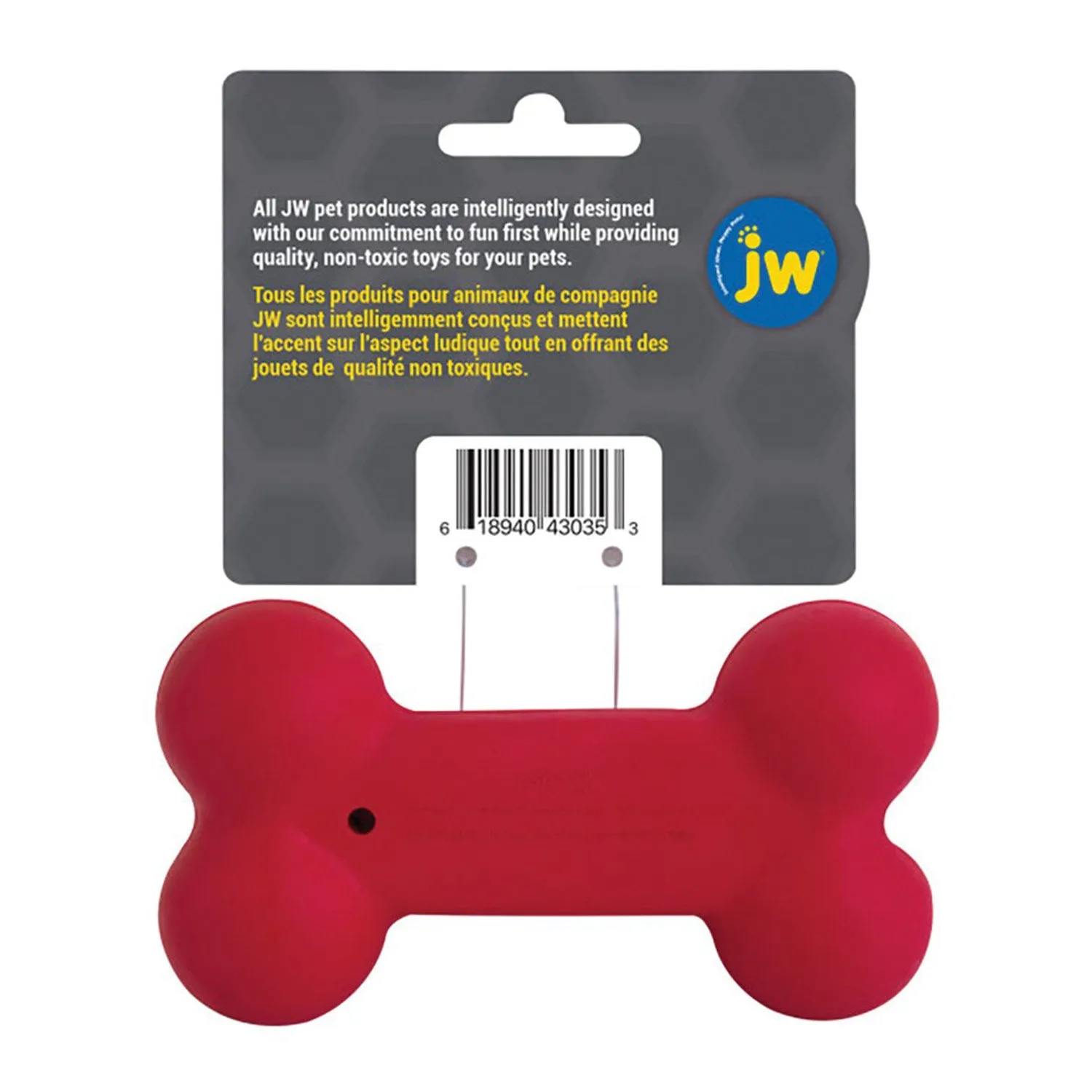 JW iSqueak Bone Rubber Dog Toy - Assorted Colour