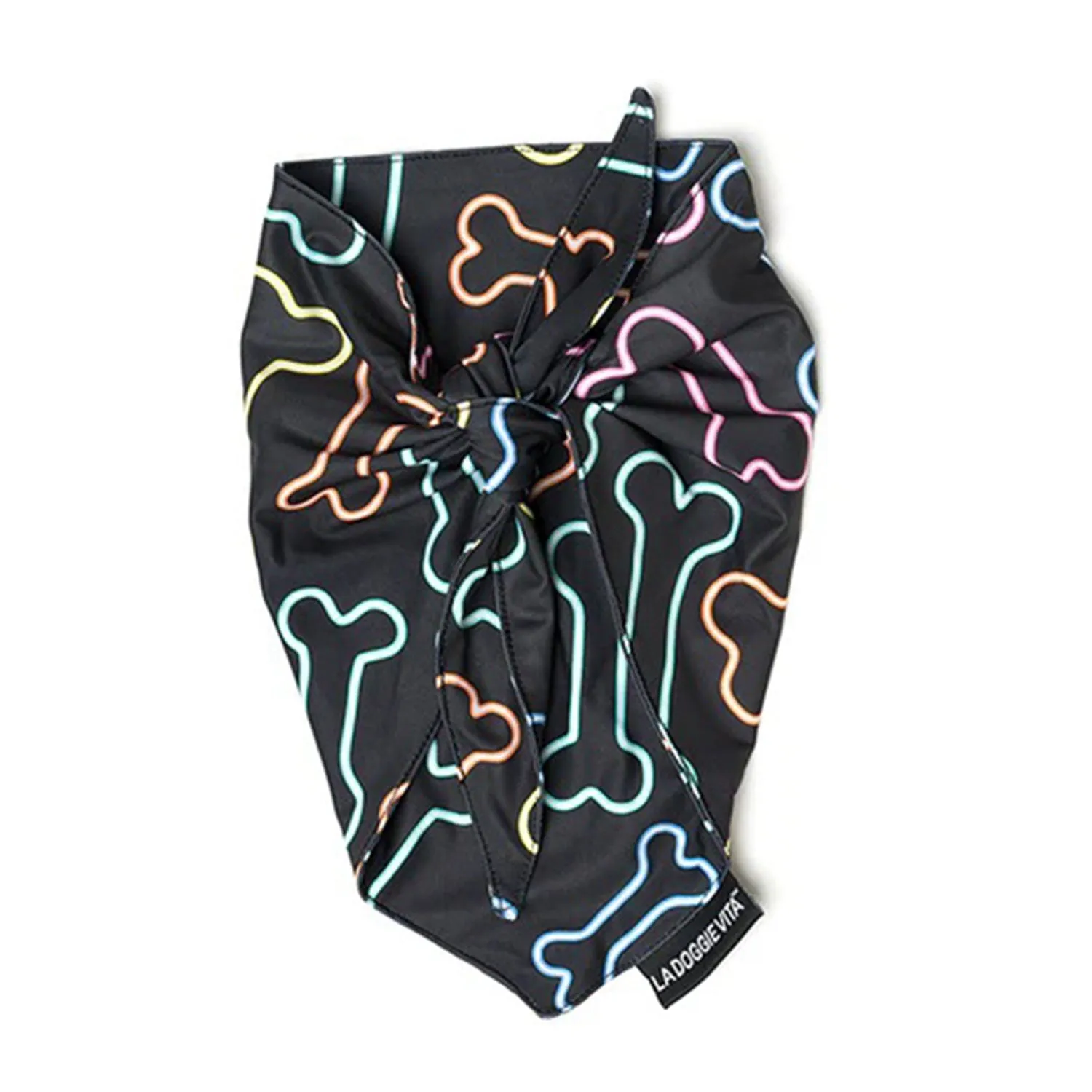 La Doggie Vita Neon Bone Black Bandana