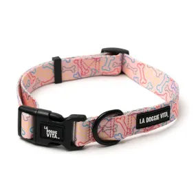 La Doggie Vita Neon Bone Pink Dog Collar