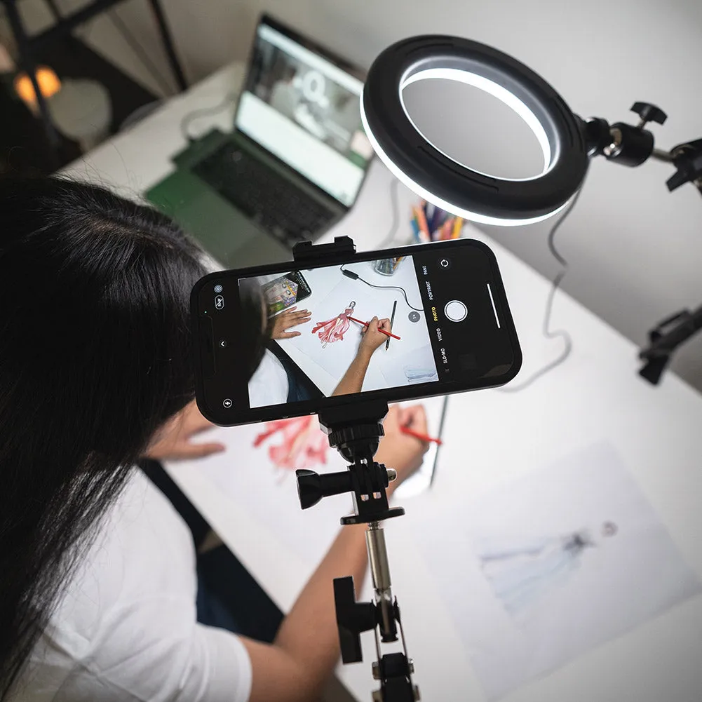 LED 6" Ring Light with Smartphone Holder Tabletop Lighting Kit - 'Inner Artist Plus II' (DEMO STOCK)