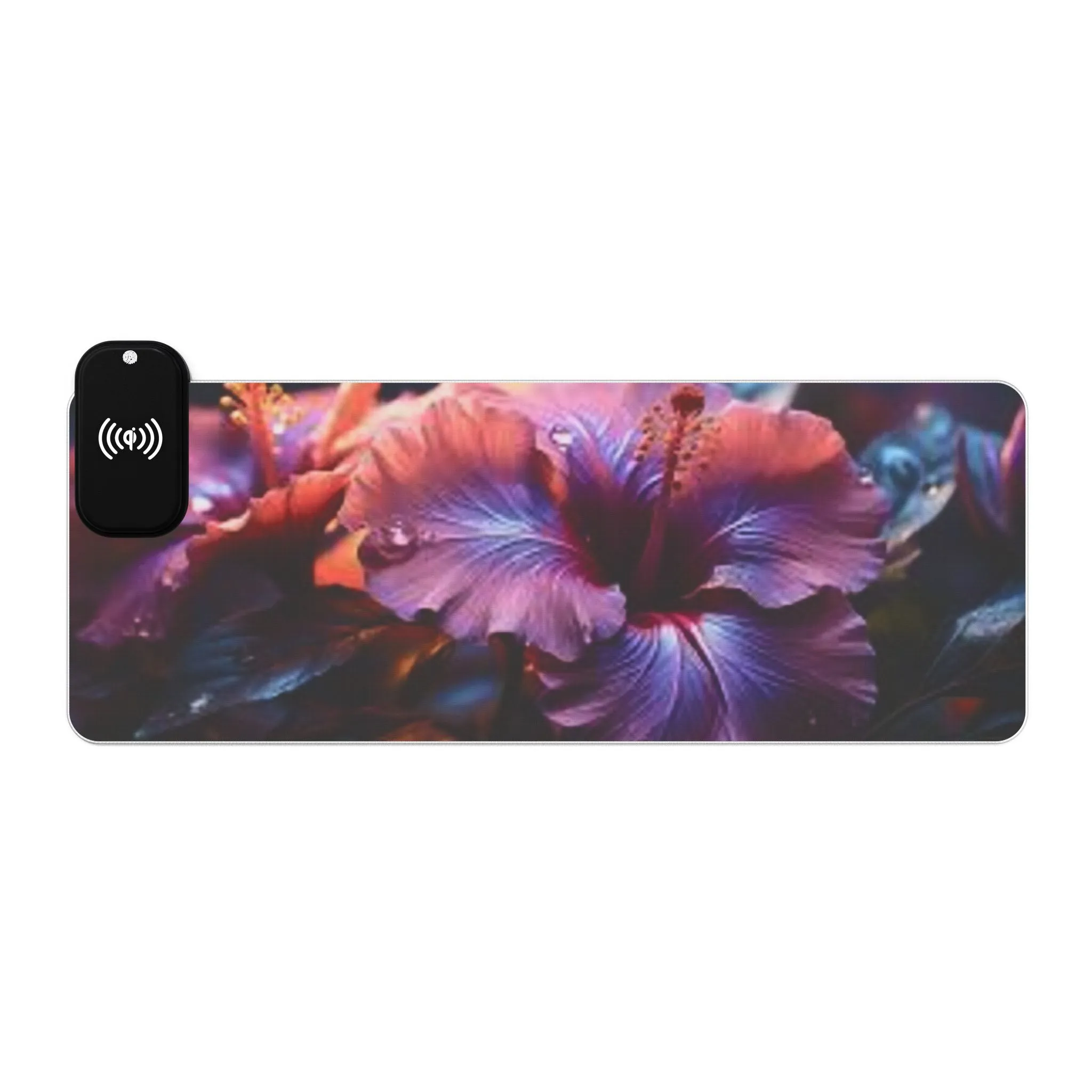 LED Wireless Charging Gaming Mouse Pad - Floral Design