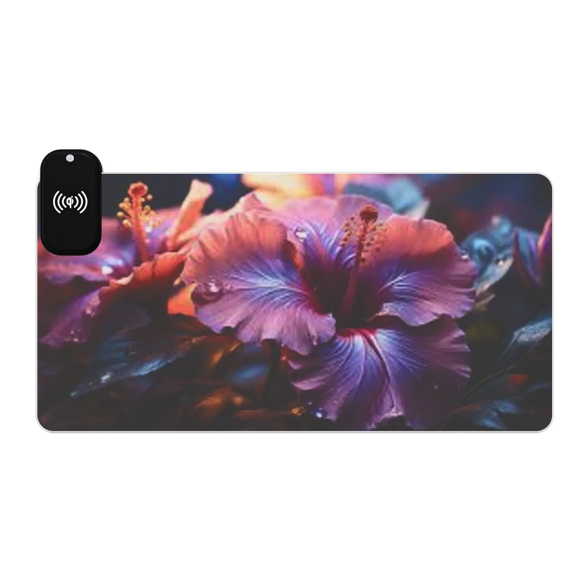 LED Wireless Charging Gaming Mouse Pad - Floral Design