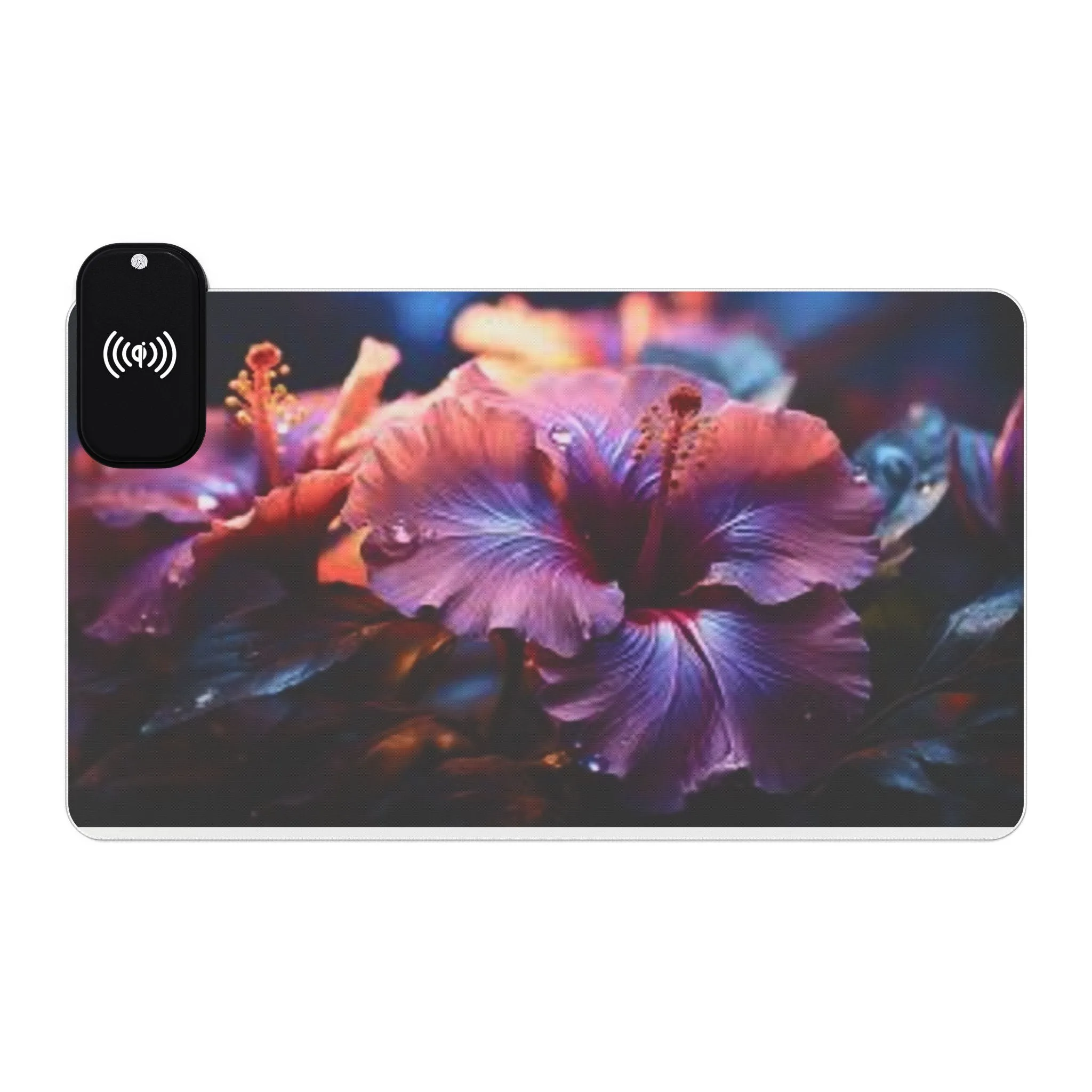 LED Wireless Charging Gaming Mouse Pad - Floral Design