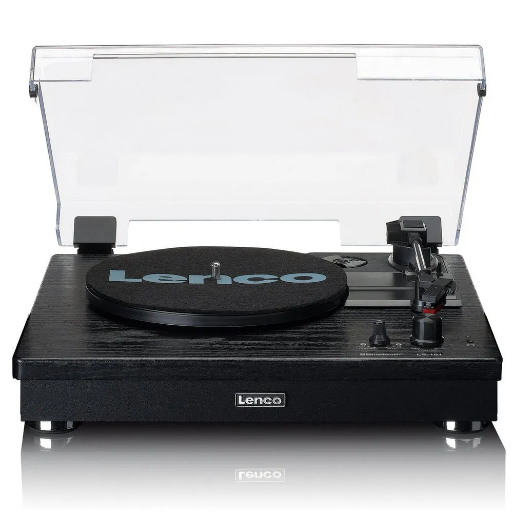 Lenco LS-101 Belt Drive Wooden Bluetooth Turntable and HiFi Speakers Black