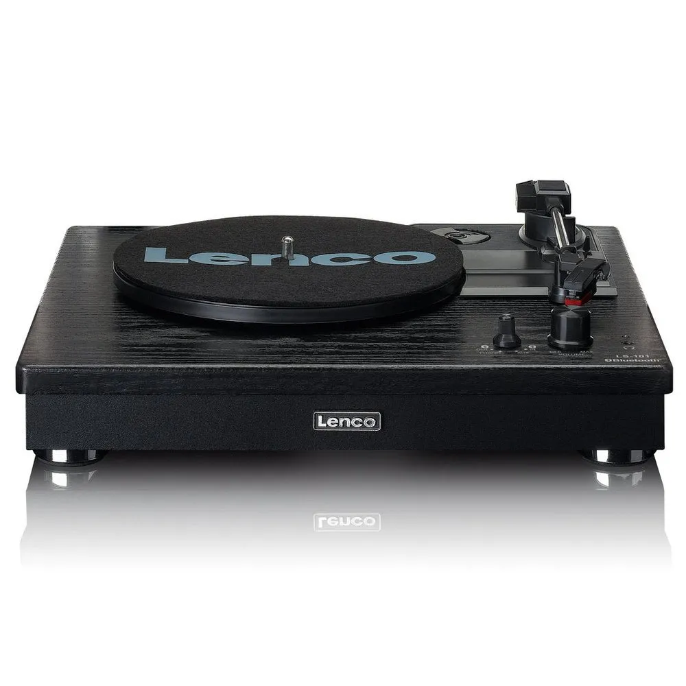 Lenco LS-101 Belt Drive Wooden Bluetooth Turntable and HiFi Speakers Black