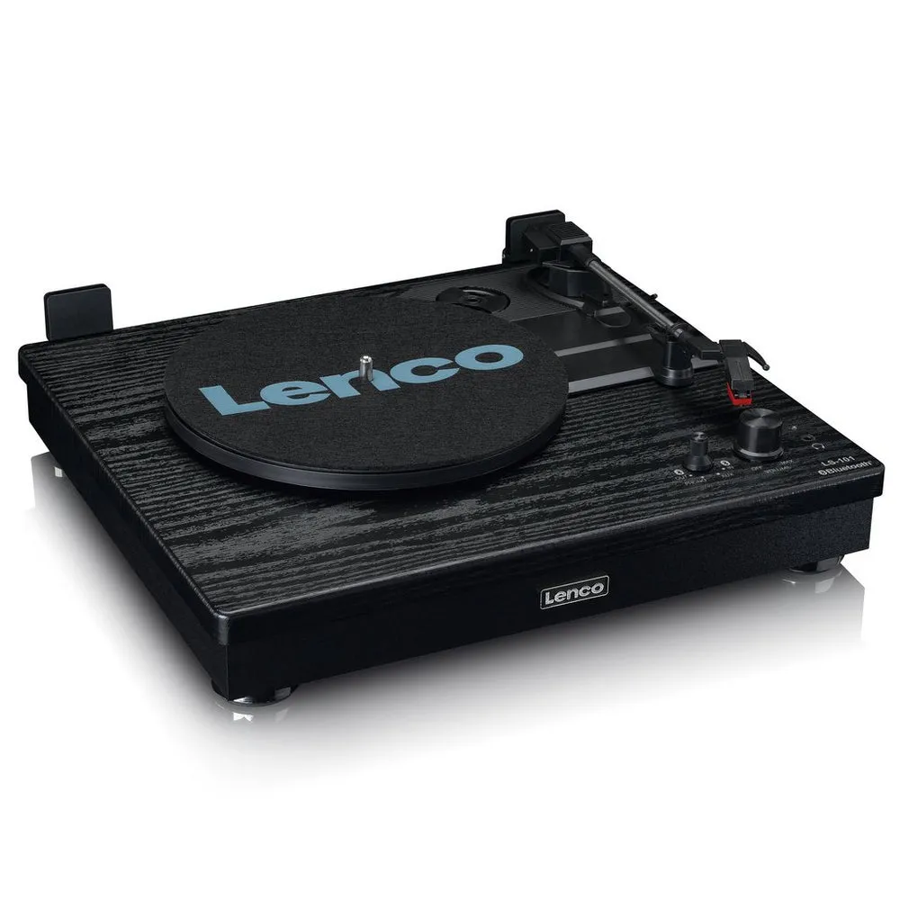 Lenco LS-101 Belt Drive Wooden Bluetooth Turntable and HiFi Speakers Black