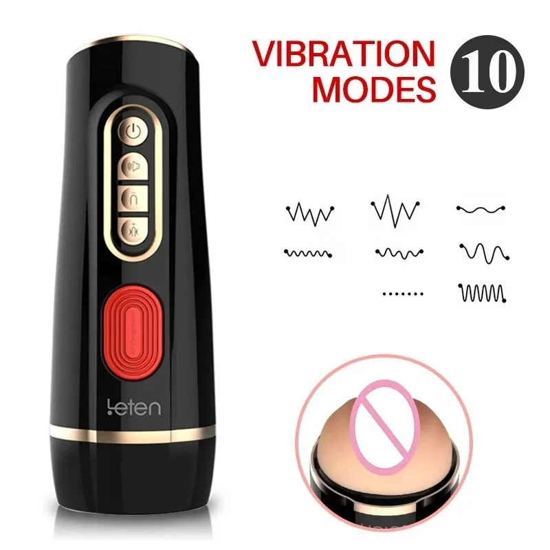 Leten Male Vacuum Suction Masturbation Cup Automatic Suck Pussy Cup Double Airbags Realistic Vagina for Men