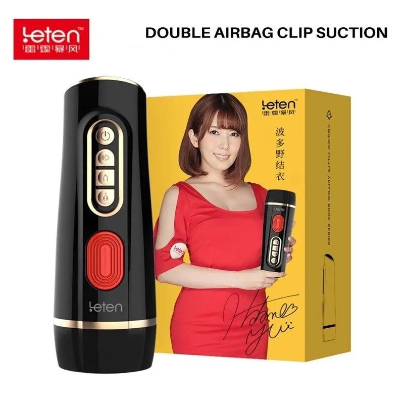 Leten Male Vacuum Suction Masturbation Cup Automatic Suck Pussy Cup Double Airbags Realistic Vagina for Men