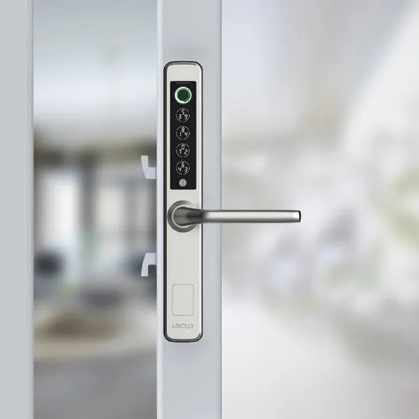 Lockly Guard - ATHENA 228SL - Narrow Stile Double Hook Mortise Lever Set-  Slide Edition - Biometric Fingerprint  - RFID- Keypad - Wi-Fi-Bluetooth App Controlled - Backset 1-1/8" - Stainless Steel