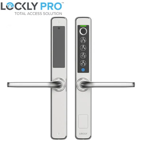 Lockly Guard - ATHENA 228SL - Narrow Stile Double Hook Mortise Lever Set-  Slide Edition - Biometric Fingerprint  - RFID- Keypad - Wi-Fi-Bluetooth App Controlled - Backset 1-1/8" - Stainless Steel