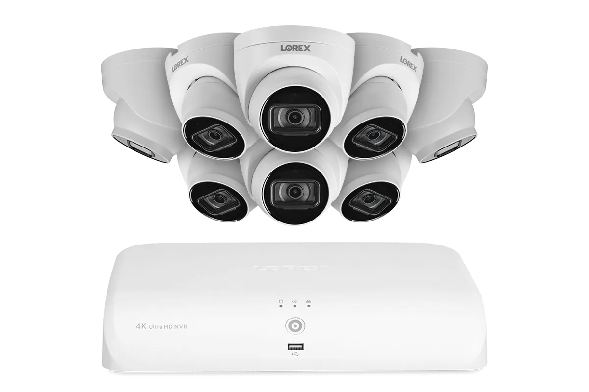 Lorex 4K (8 Camera Capable) 2TB NVR System with IP Audio Dome Cameras