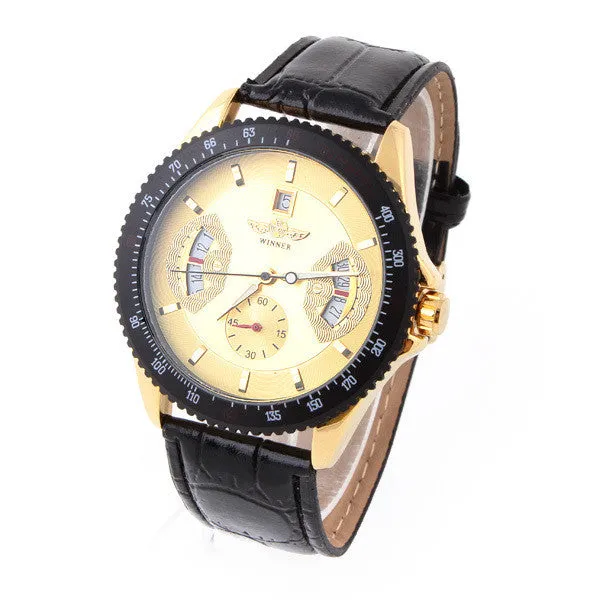 Mechanical Watches Winner Luxury brand Leather Band Skeleton watches Sports Casual Style Analog wristwatch