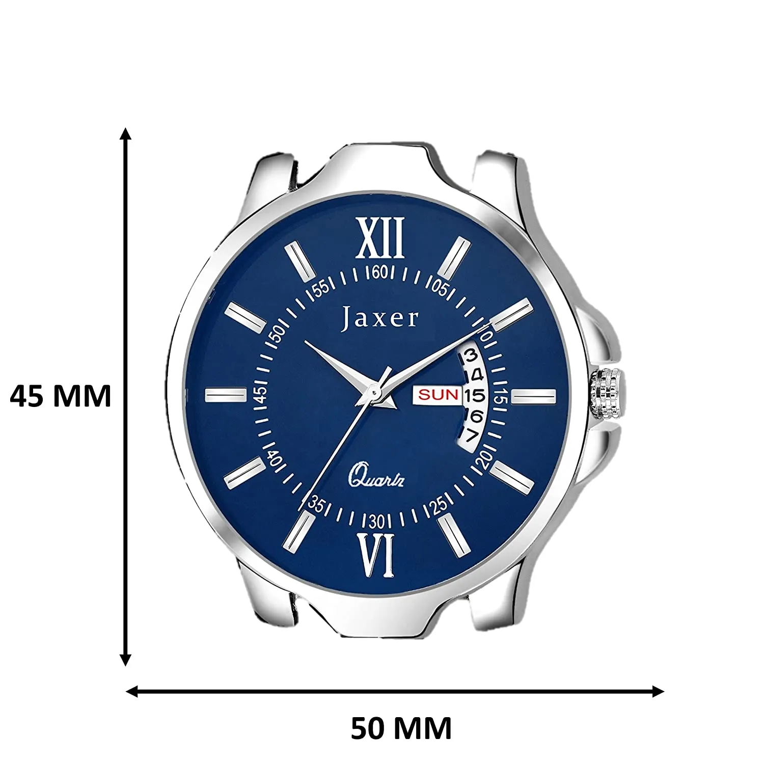 Men's Analog Watch with Blue Day & Date Feature Dial and Leather Strap - JXRM2118