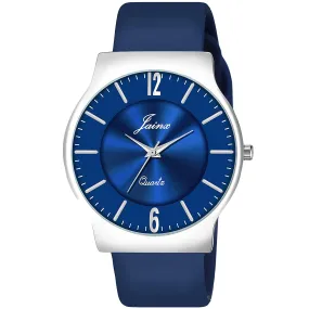 Men's Slim Blue Dial Silicone Band Analog Watch - JM7146