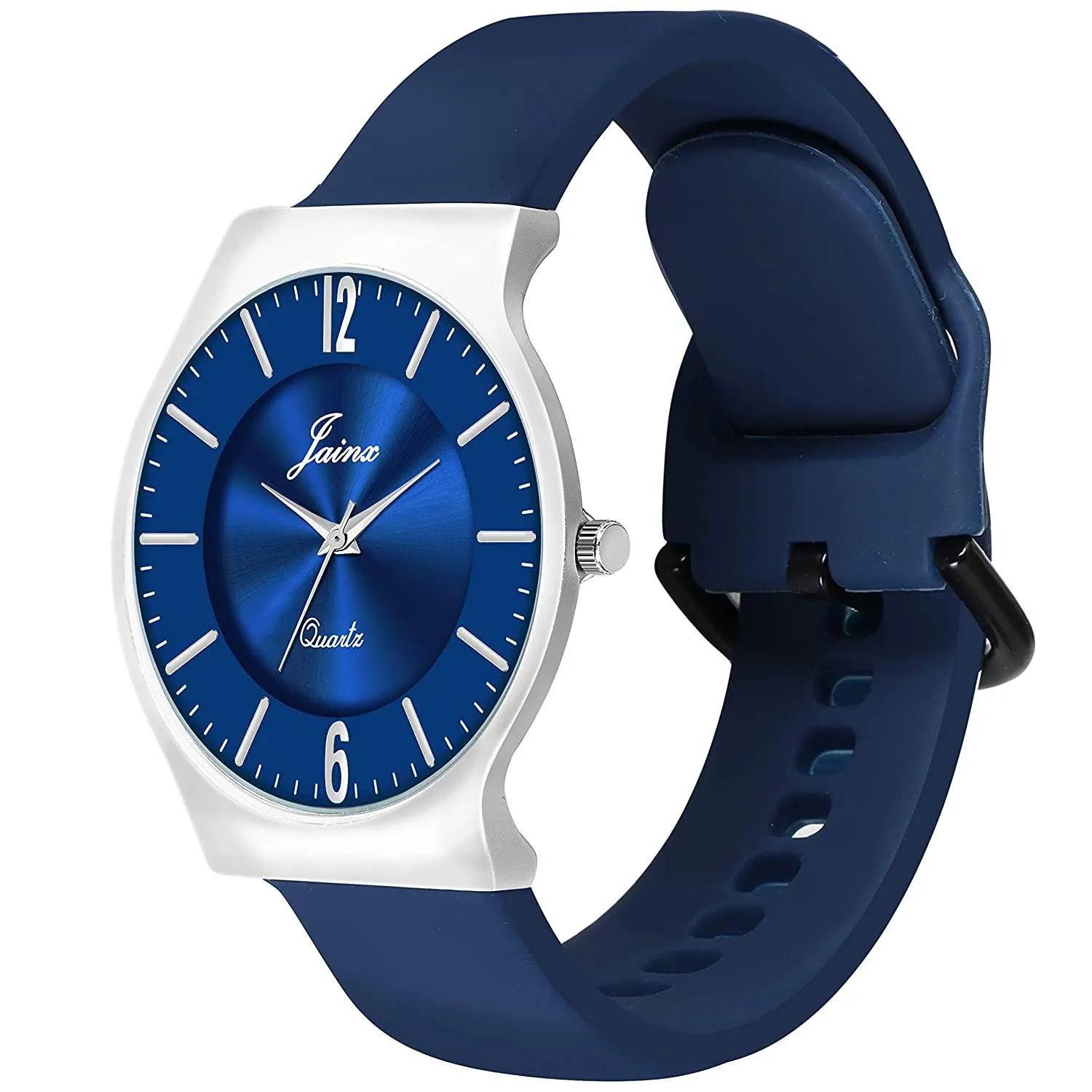 Men's Slim Blue Dial Silicone Band Analog Watch - JM7146