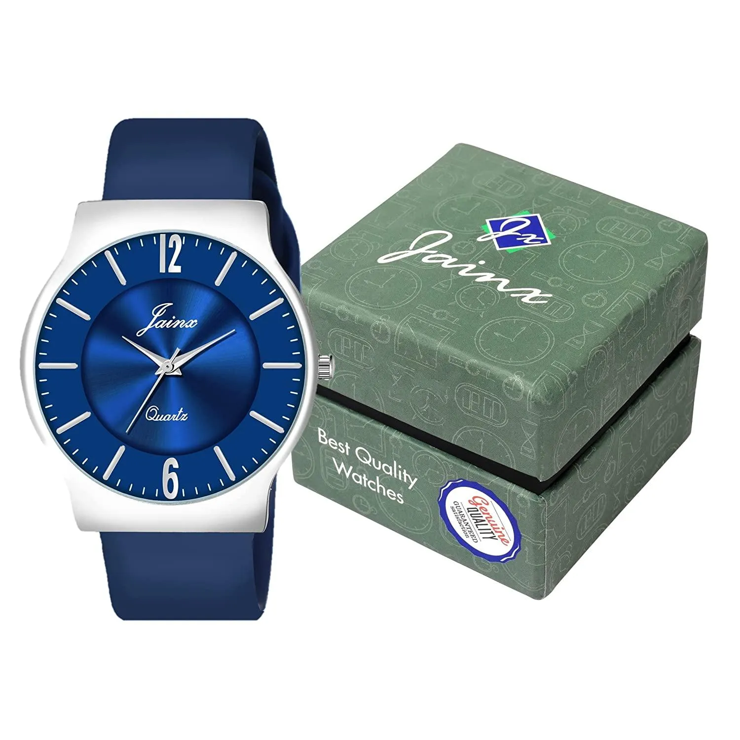 Men's Slim Blue Dial Silicone Band Analog Watch - JM7146