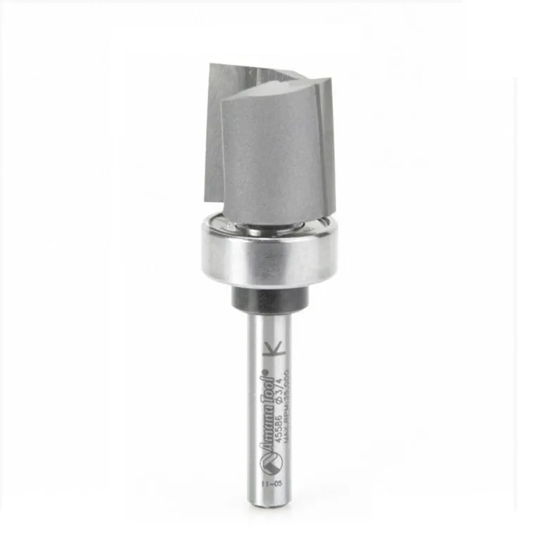 Mortising Straight Plunge Router Bit | 2 Flute | Various Dia x 3⁄4 x 1⁄4"Shank with Upper BB | 45586 | 738685455869