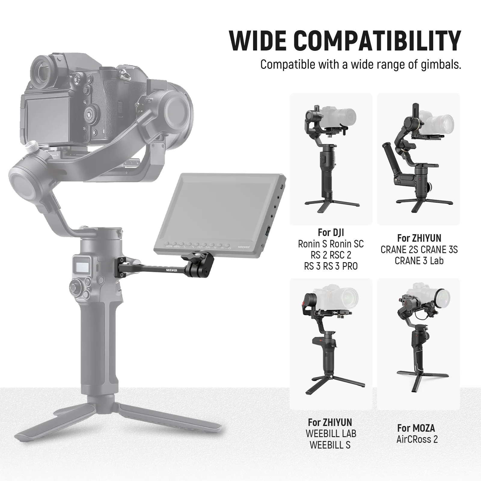 NEEWER GA005 Adjustable Field Monitor Mount for Gimbal Stabilizer