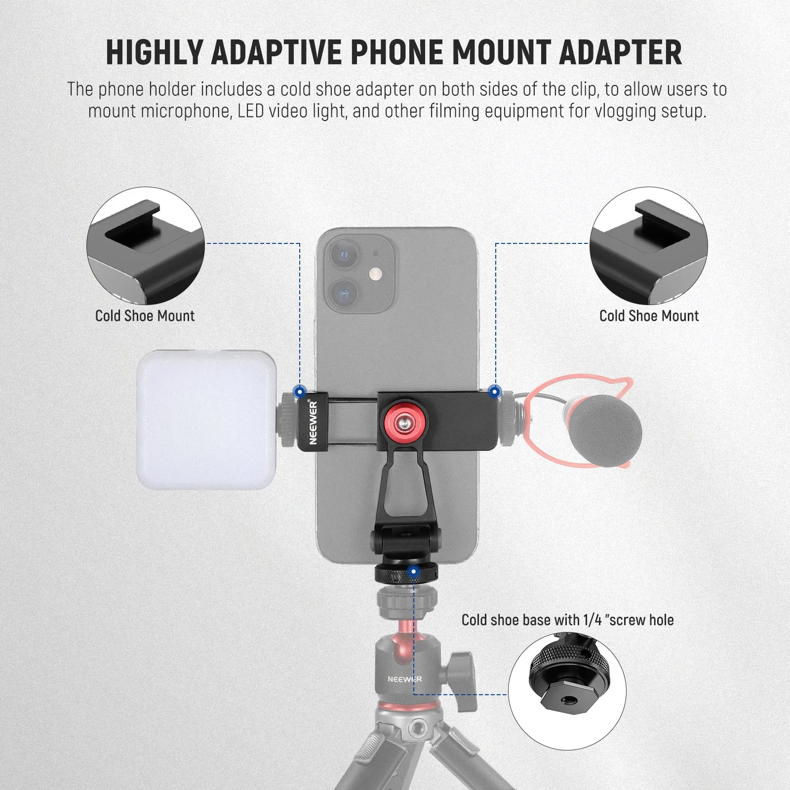 NEEWER Metal Phone Tripod Mount Adapter