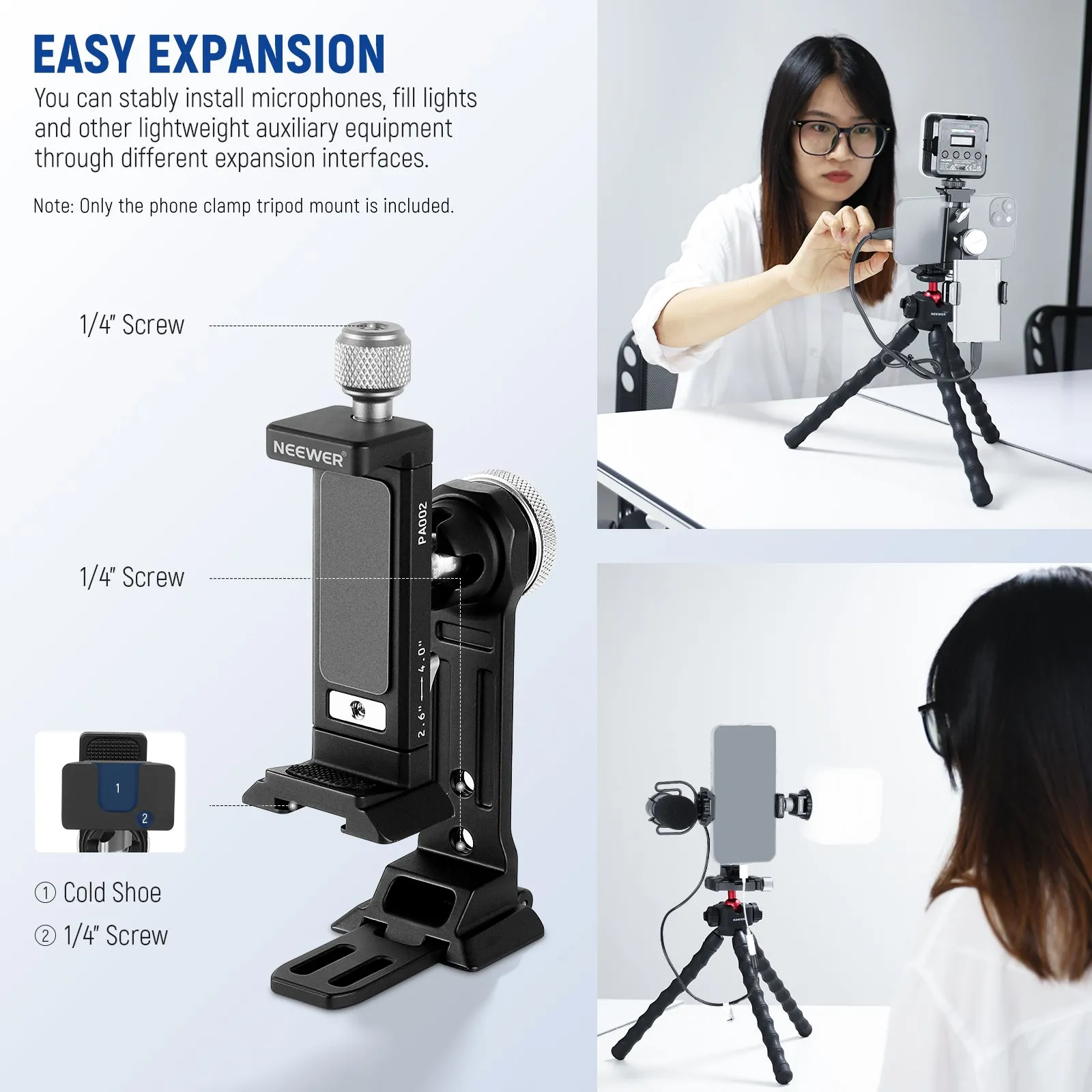 NEEWER PA002 Smartphone Tripod Mount Aluminum Alloy