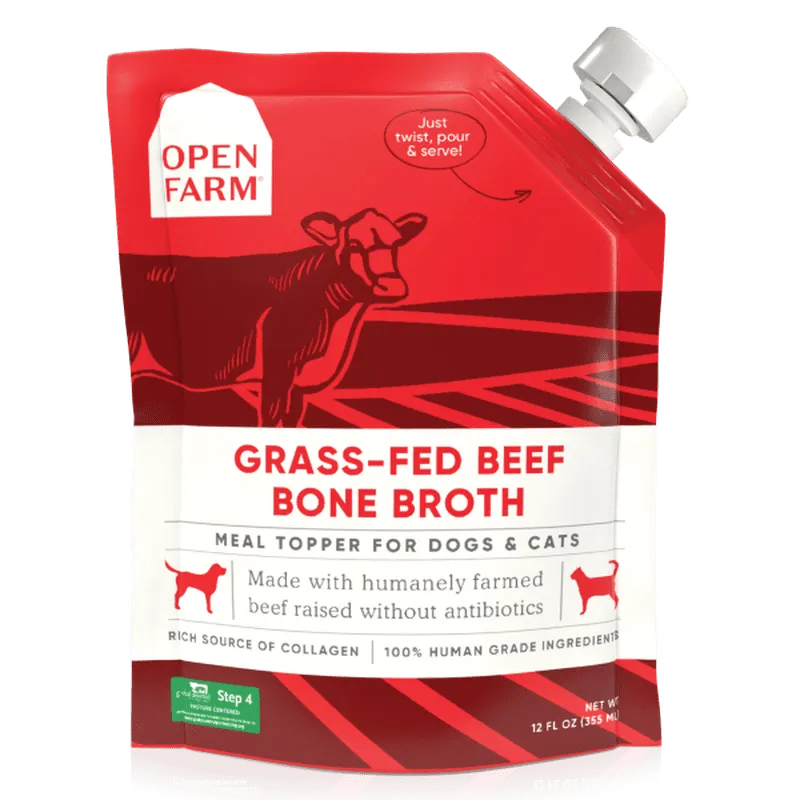 Open Farm Dog/Cat Bone Broth Topper Grass-Fed Beef 12 or 32oz