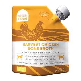 Open Farm Dog/Cat Bone Broth Topper Harvest Chicken 12oz or 32oz