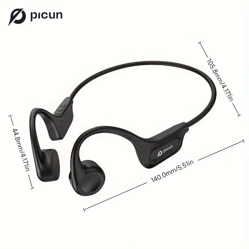 Picun T1 Bluetooth Bone Conduction Headphones - Advanced Audio for Outdoor Adventures - Secure Fit, Sweatproof, Crystal Clear Sound, Built-in Mic for Running, Workout, Cycling, and Hiking