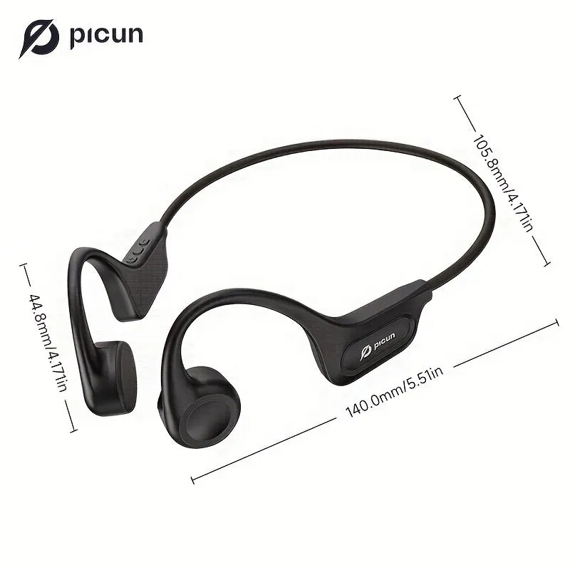 Picun T1 Wireless Bone Conduction Headphones Panoramic sound Open Ear Sports Headset with Mic for Running, Bicycling, Hiking