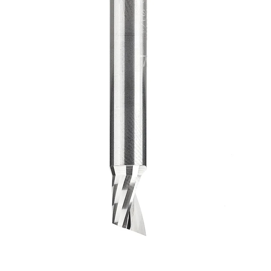 Plastic Cutting Spiral 'O' Flute Router Bit | 1⁄4 Dia x 3⁄8 x 1⁄4 Shank x 2" Long Up-Cut | 51425 | 738685114254