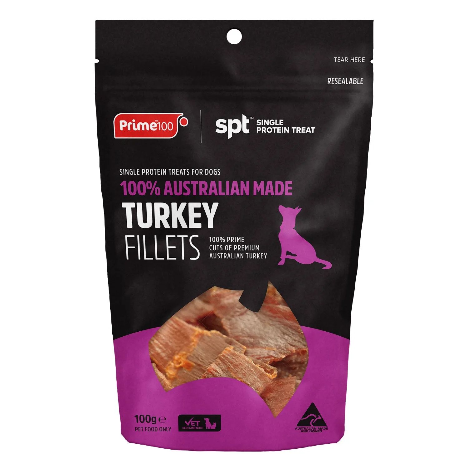 Prime100 SPT Turkey Fillets Dog Treat 100g