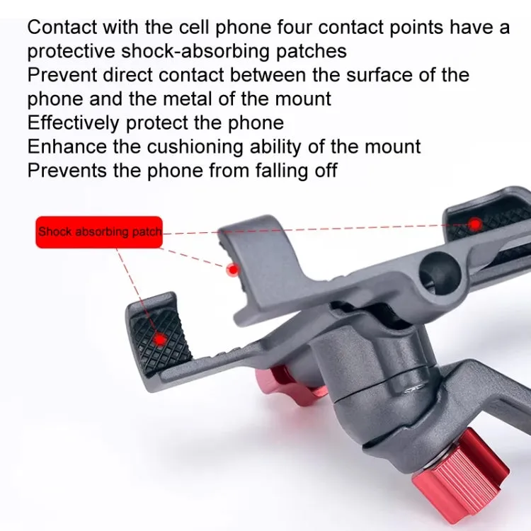 PROMEND Aluminum Alloy Cell Phone Holder Adjustable Angle Rotating Motorcycle Navigation Support, Style: SJJ-299B Handlebar Stand Titanium Color