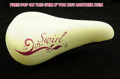 RALEIGH SWIRL 24" JUNIOR BIKE SADDLE QUALITY SEAT WHITE   PURPLE DESIGN WBZP150